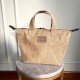 Zipper Waxed Canvas Tote Bag Small Size in Beige