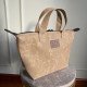 Zipper Waxed Canvas Tote Bag Small Size in Beige