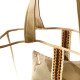 Clear Beach Tote Bag with Leather Zipper Clutch in Taupe and Woven Strip Detailing