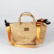Zipper Waxed Canvas Tote Bag Large Size in Distressed Beige
