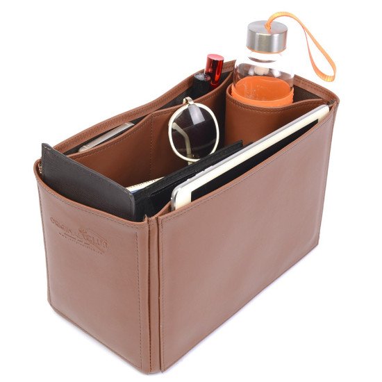 Deauville Tote Bag VeganLeather Handbag Organizer in Brown Color