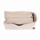 Suedette Handbag Organizer with V-zip Style in Beige - Size: 31 / 13 / 16 cm