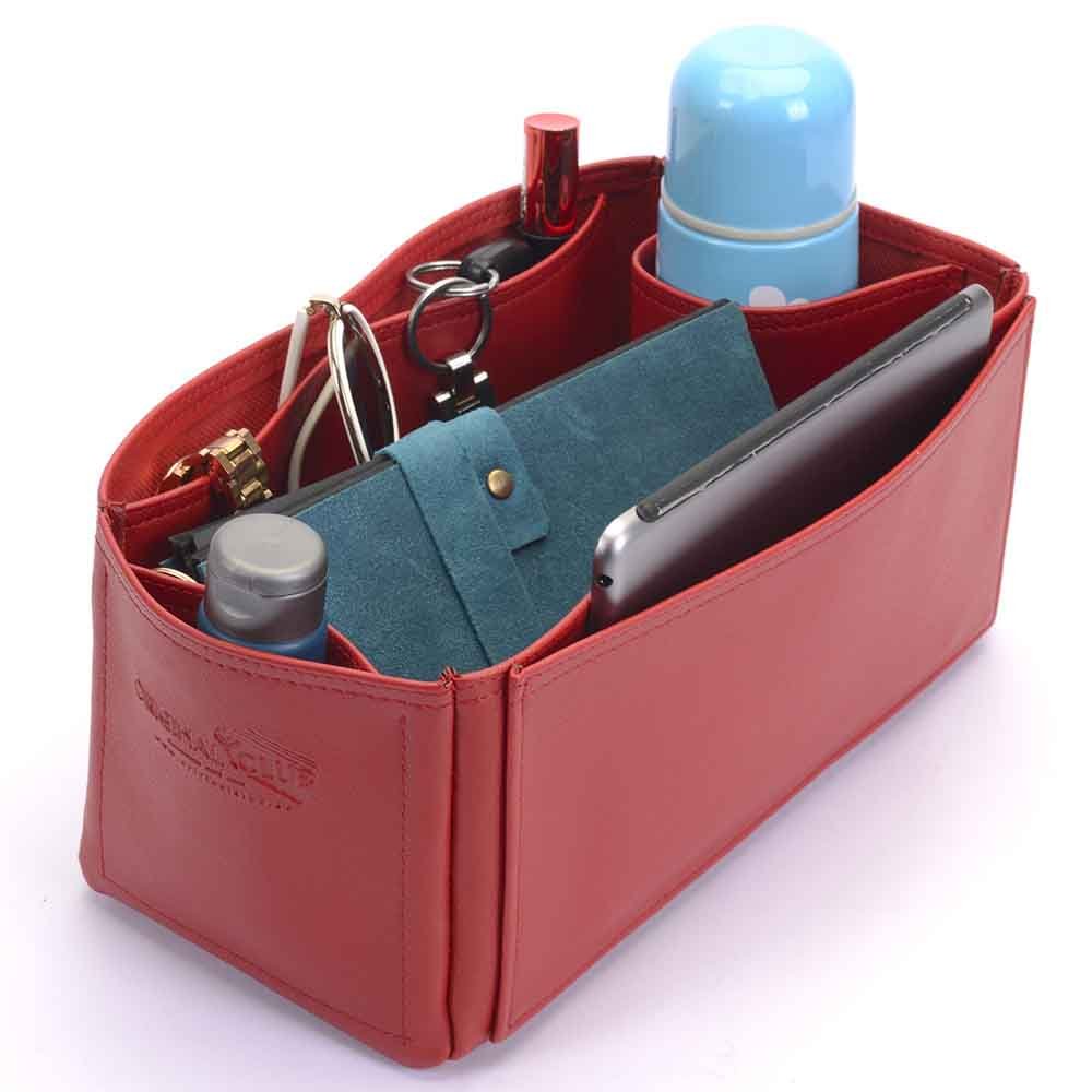 Handmade Products Graceful PM Deluxe Leather Handbag Organizer in Red Color Leather bag insert ...