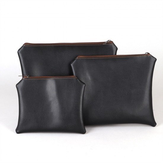 Bag in Bag Slim Organizer Inserts Set Of 3 in Vegan Leather and Black