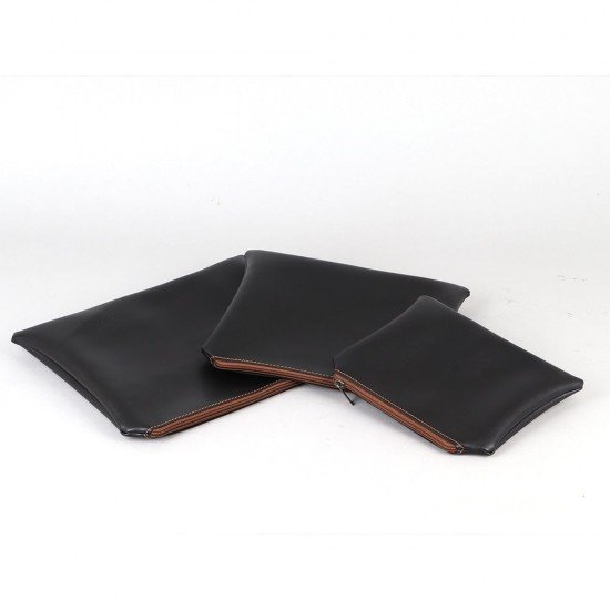 Bag in Bag Slim Organizer Inserts Set Of 3 in Vegan Leather and Black