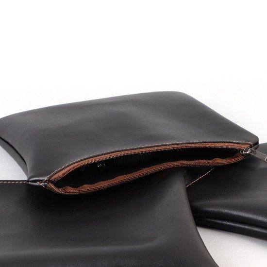 Bag in Bag Slim Organizer Inserts Set Of 3 in Vegan Leather and Black