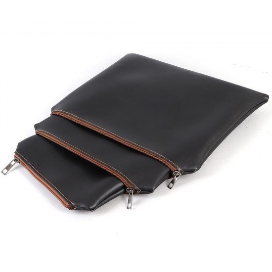 Bag in Bag Slim Organizer Inserts Set Of 3 in Vegan Leather and Black