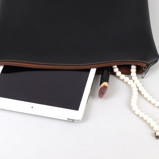 Bag in Bag Slim Organizer Inserts Set Of 3 in Vegan Leather and Black