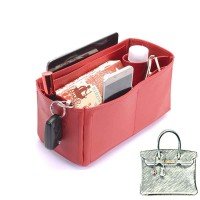 Birkin 40 Vegan Leather Handbag Organizer in Fuchsia Color