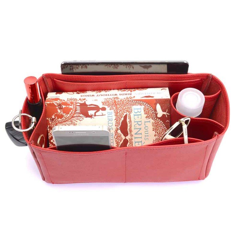 Graceful PM Deluxe Leather Handbag Organizer in Cherry Red Color