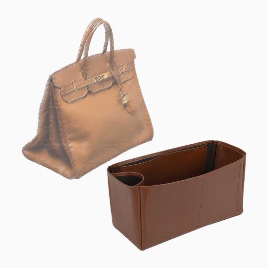 Birkin 40 Vegan Leather Handbag Organizer in Brown Color