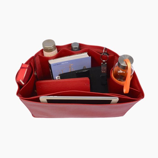 Birkin 40 Vegan Leather Handbag Organizer in Cherry Red Color