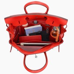 Birkin 40 Vegan Leather Handbag Organizer in Cherry Red Color Birkin 40 Vegan Leather Handbag Organizer in Cherry Red Color