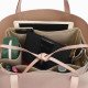 Cuy. Classic Leather Totes Vegan Leather Bag Organizer in Dark Beige Color