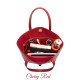 Tessie Tote Vegan Leather Handbag Organizer in Cherry Red Color