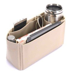 Lindy 26 / 30 / 34 Suedette Singular Style Leather Handbag Organizer  (Beige) (More Colors Available)