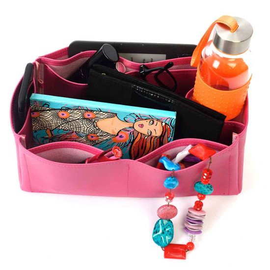 Graceful MM Vegan Leather Handbag Organizer in Fuchsia Color Graceful MM Vegan Leather Handbag Organizer in Fuchsia Color