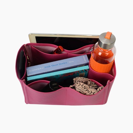 Jersey Vegan Leather Bag Organizer in Fuschia Color