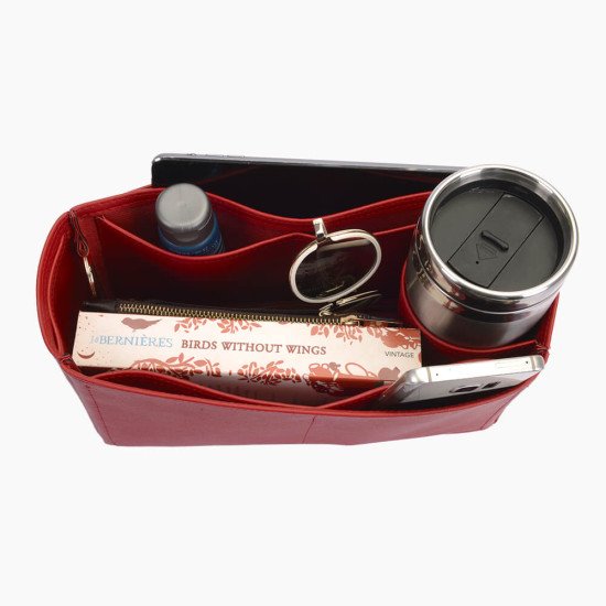Jersey Vegan Leather Bag Organizer in Cherry Red Color