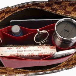 Jersey Vegan Leather Bag Organizer in Cherry Red Color Jersey Vegan Leather Bag Organizer in Cherry Red Color