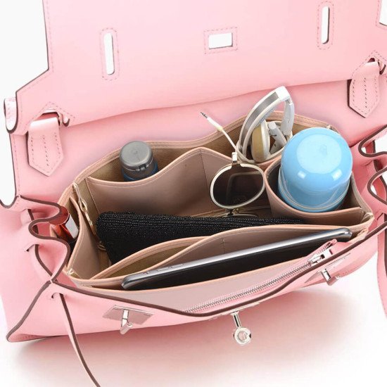 Graceful MM Vegan Leather Handbag Organizer in Fuchsia Color