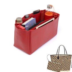 Neverfull GM Vegan Leather Handbag Organizer in Cherry Red Color Neverfull GM Vegan Leather Handbag Organizer in Cherry Red Color