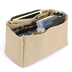 Neverfull GM Vegan Leather Handbag Organizer in Dark Beige Color Neverfull GM Vegan Leather Handbag Organizer in Dark Beige Color