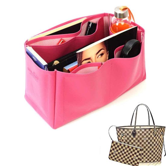 Neverfull GM Vegan Leather Handbag Organizer in Fuchsia Color