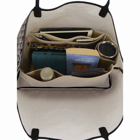 Saint Louis GM and Anjou GM Vegan Leather Handbag Organizer in Dark Beige Color