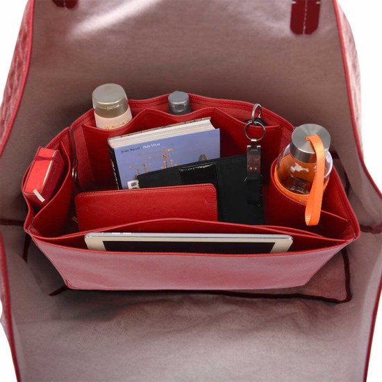 Neverfull GM Vegan Leather Handbag Organizer in Cherry Red Color