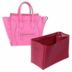 Celine Mini Luggage Bag Vegan Leather Handbag Organizer in Fuchsia Color