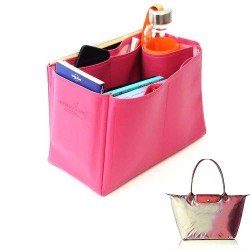 Le Pliage Large and Neo Large Vegan Leather Handbag Organizer in Fuchsia Color Le Pliage Large and Neo Large Vegan Leather Handbag Organizer in Fuchsia Color