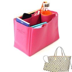 Neverfull MM Vegan Leather Handbag Organizer in Fuchsia Color Neverfull MM Vegan Leather Handbag Organizer in Fuchsia Color