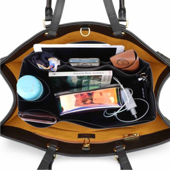 OntheGo GM Vegan Leather Handbag Organizer in Black Color