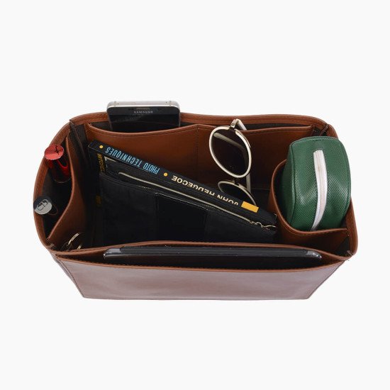 Neverfull MM Vegan Leather Handbag Organizer in Brown Color