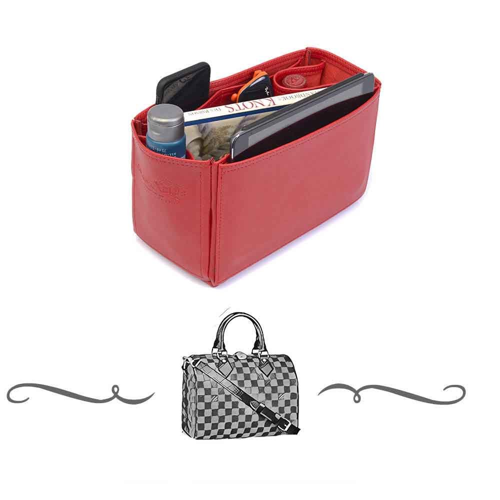 Speedy 25 Deluxe Leather Handbag Organizer in Cherry Red Color
