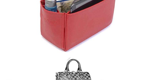  Vegan Leather Handbag Organizer in Cherry Red Color Compatible  for the Designer Bag Speedy 25 : Handmade Products