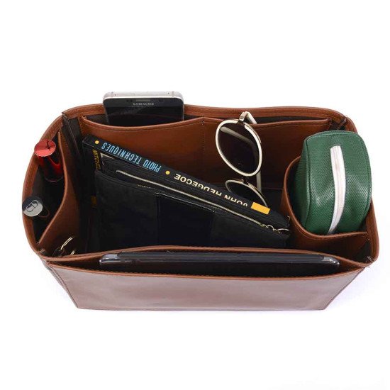 Hina MM Vegan Leather Handbag Organizer in Brown Color Hina MM Vegan Leather Handbag Organizer in Brown Color