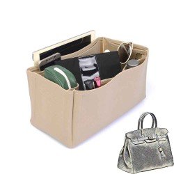 Birkin 35 Vegan Leather Handbag Organizer in Dark Beige Color Birkin 35 Vegan Leather Handbag Organizer in Dark Beige Color