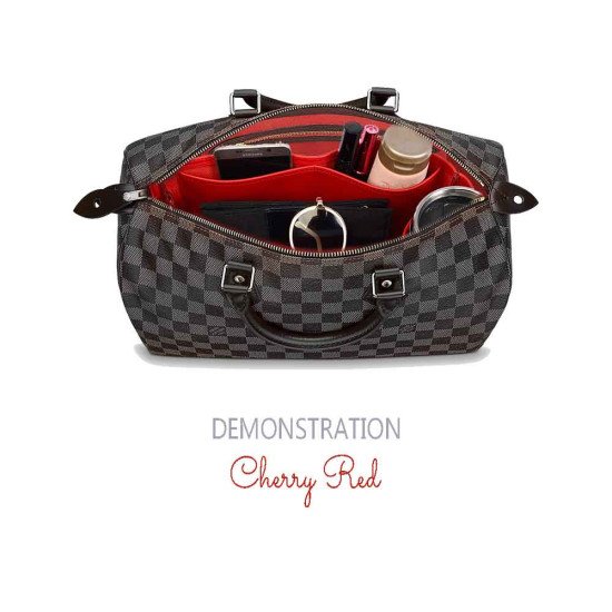 Speedy 35 Vegan Leather Handbag Organizer in Cherry Red Color Speedy 35 Vegan Leather Handbag Organizer in Cherry Red Color