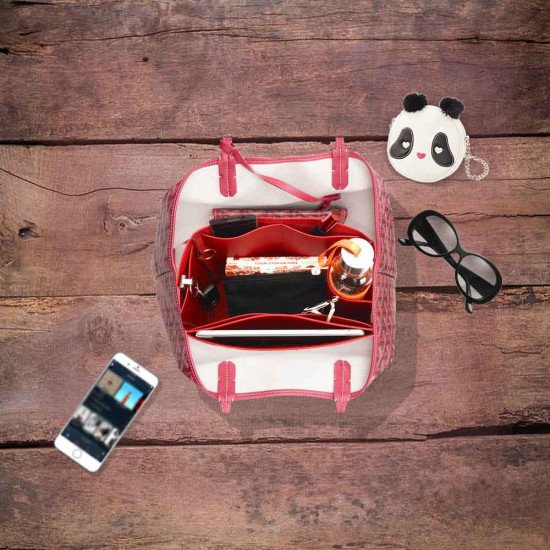 Saint Louis PM and Anjou PM Vegan Leather Handbag Organizer in Cherry Red Color