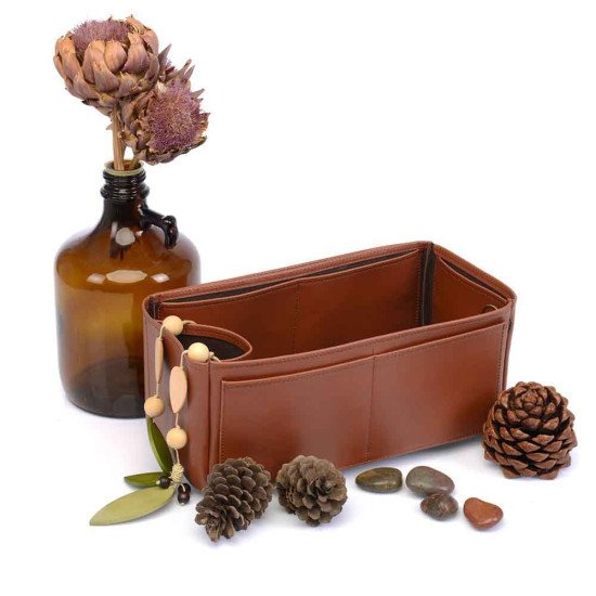 Hina MM Vegan Leather Handbag Organizer in Brown Color Hina MM Vegan Leather Handbag Organizer in Brown Color