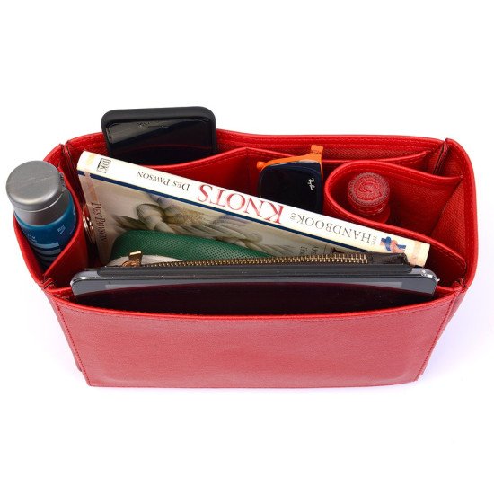 OntheGo MM Vegan Leather Handbag Organizer in Cherry Red Color OntheGo MM Vegan Leather Handbag Organizer in Cherry Red Color