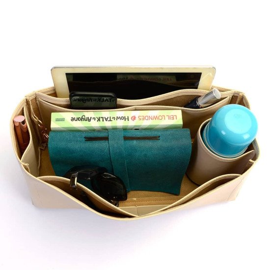 Artsy MM Vegan Leather Handbag Organizer in Ecru Color Artsy MM Vegan Leather Handbag Organizer in Ecru Color