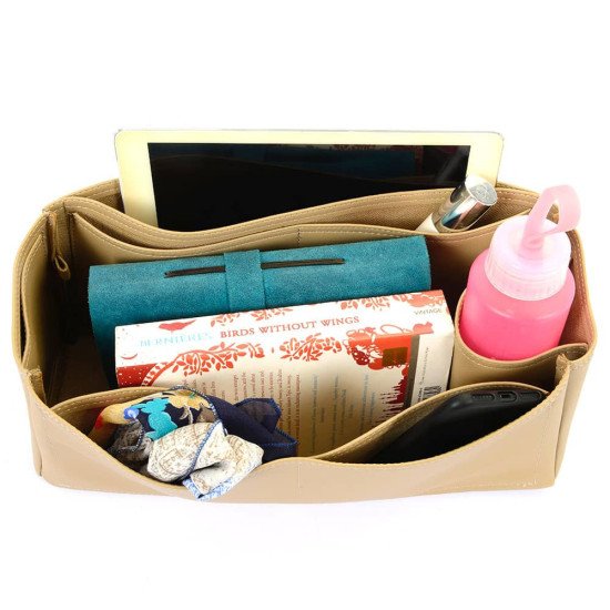 Artsy MM Vegan Leather Handbag Organizer in Dark Beige Color Artsy MM Vegan Leather Handbag Organizer in Dark Beige Color