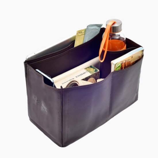 Hina MM Vegan Leather Handbag Organizer in Bitter Brown Color Hina MM Vegan Leather Handbag Organizer in Bitter Brown Color