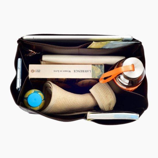 Hina MM Vegan Leather Handbag Organizer in Bitter Brown Color Hina MM Vegan Leather Handbag Organizer in Bitter Brown Color