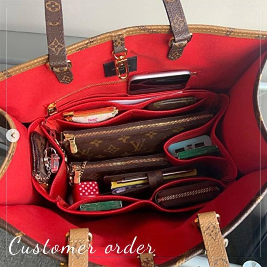 OntheGo MM Vegan Leather Handbag Organizer in Cherry Red Color OntheGo MM Vegan Leather Handbag Organizer in Cherry Red Color