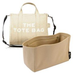 M.Jacobs Small Tote Bag Vegan Leather Handbag Organizer in Dark Beige Color