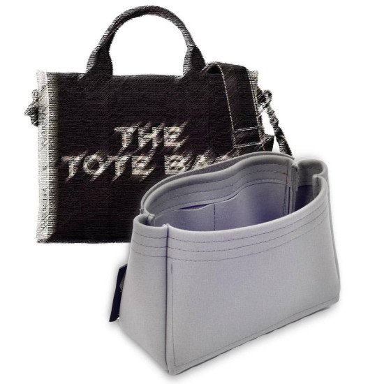 MJ Small Tote Bag Vegan Leather Handbag Organizer in Dark Beige Color